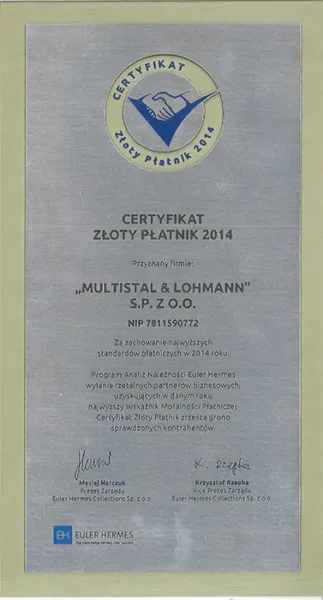 Złoty Płatnik 2014 EN