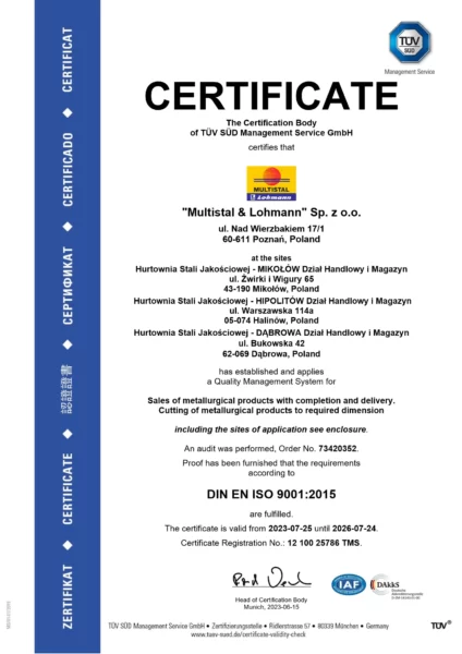 TÜV SÜD ISO 9001:2015 EN3
